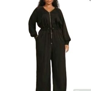 11 Honore Black Zip-Front Wide-Leg Jumpsuit